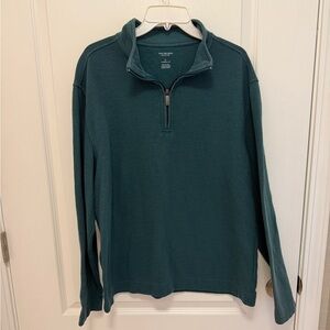 Van Heusen Never Tuck Men’s L Quarter Zip Pullover Hunter Green